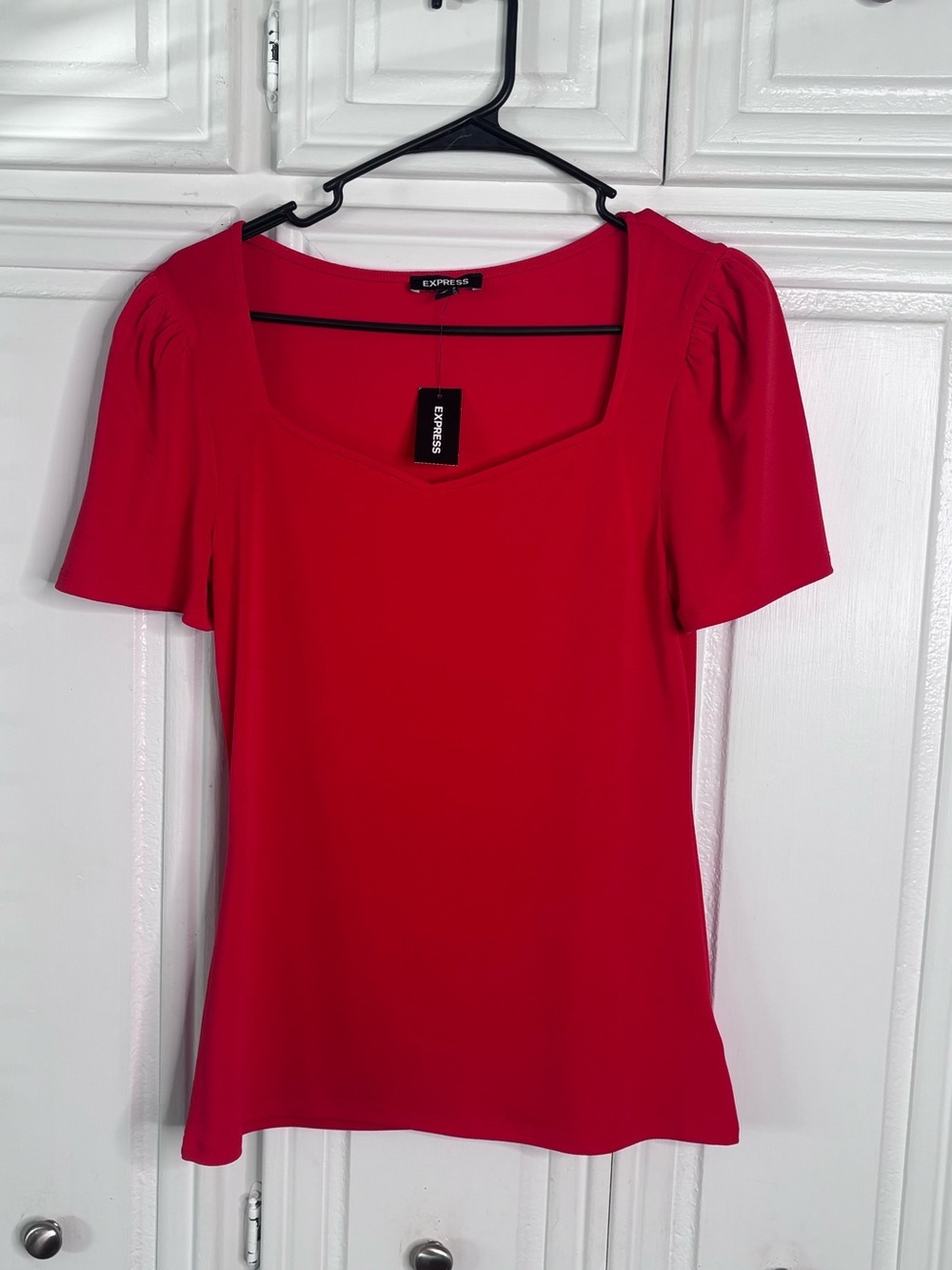 Express Red Square-Neck Short Sleeve Top sz M NWT